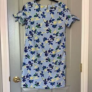 Banana Republic Light Blue Floral Shift Dress with Navy, Green & Yellow